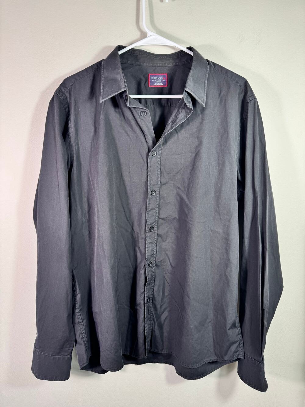 UNTUCKit Slim Fit Long Sleeve Black 100% Cotton Button Up Shirt Size XL
